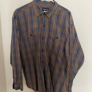 Patagonia Blue and Tan Flannel button down